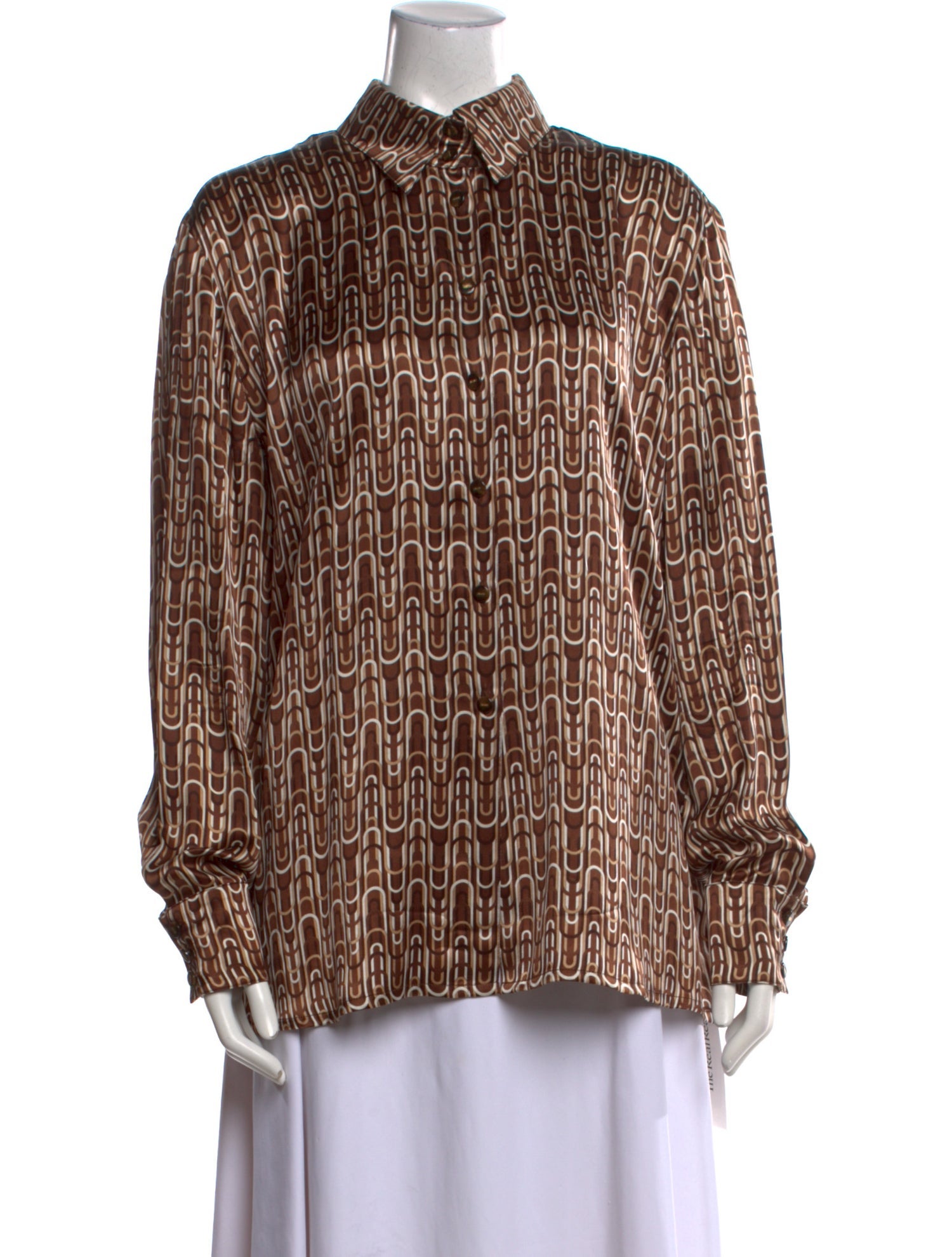Escada Silk Printed Button-Up Top
