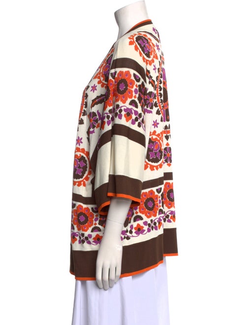 Escada Floral Print Open Front Sweater