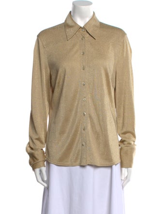 Escada Long Sleeve Button-Up Top