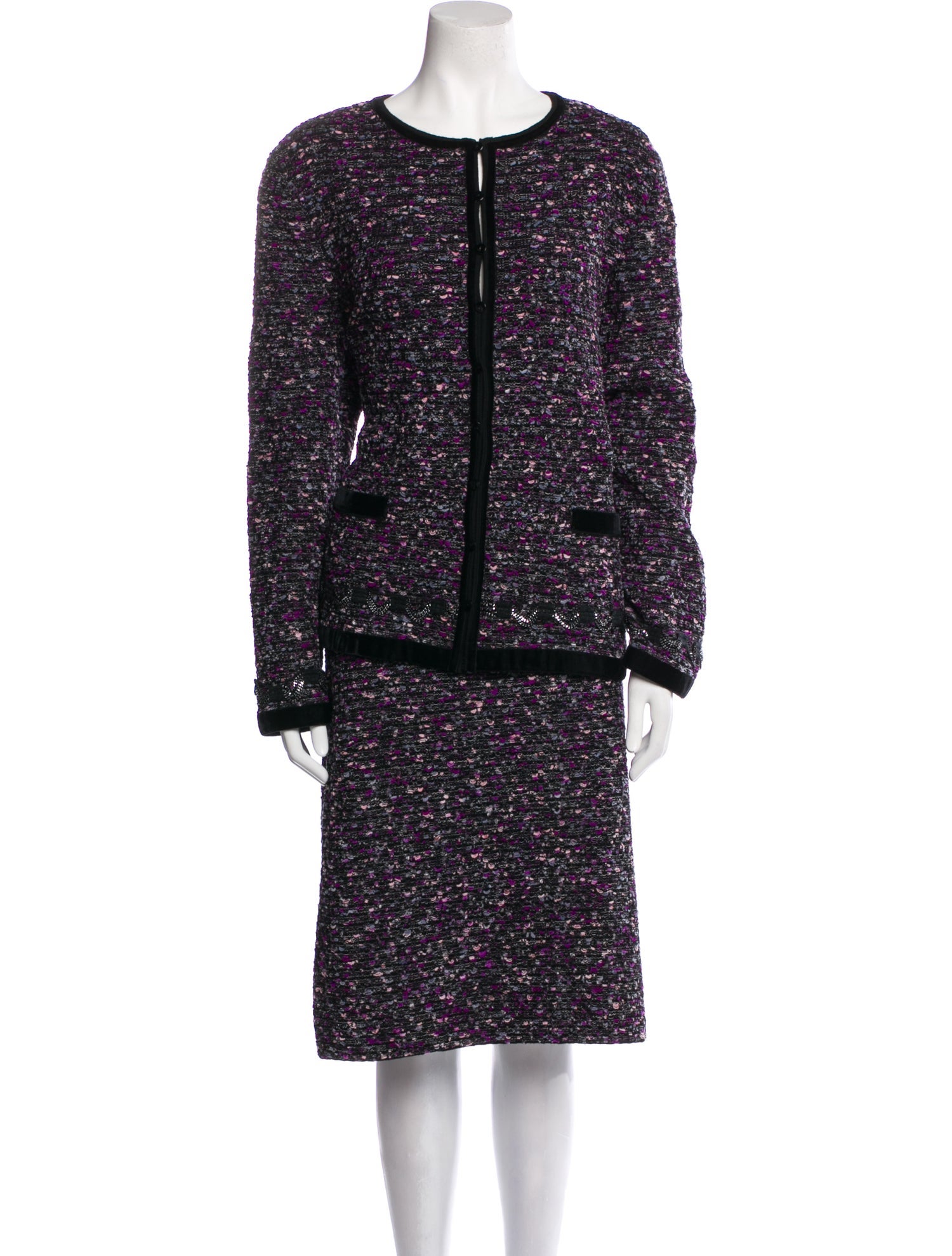 Escada Wool Tweed Pattern Skirt Suit