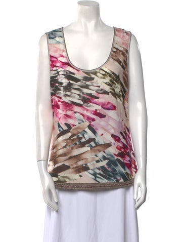 Escada Tops Printed Scoop Neck Top XL