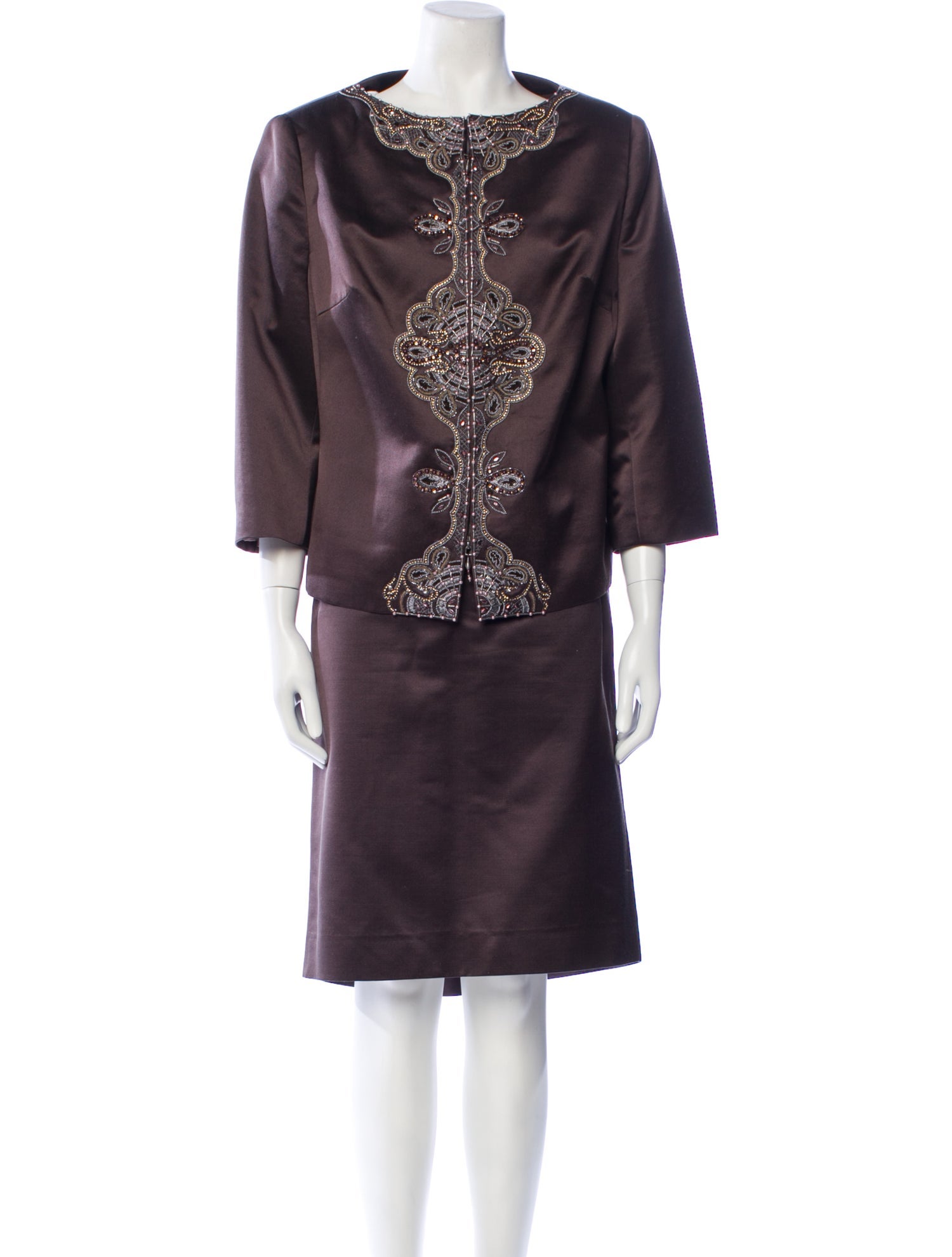 Escada Wool Patterned Skirt Suit