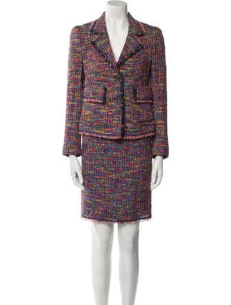 Escada Virgin Wool Tweed Pattern Skirt Set