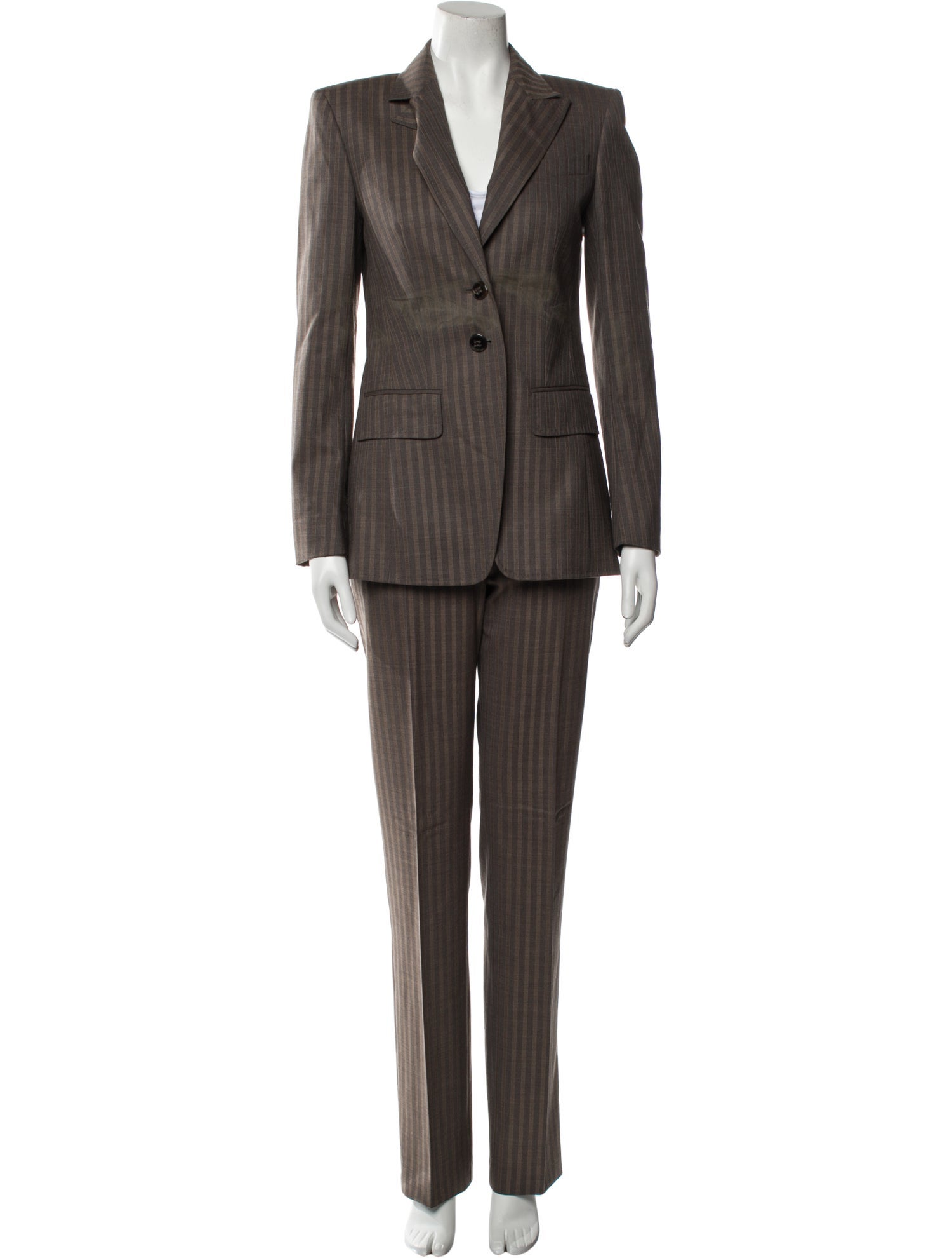 Escada Virgin Wool Striped Pantsuit