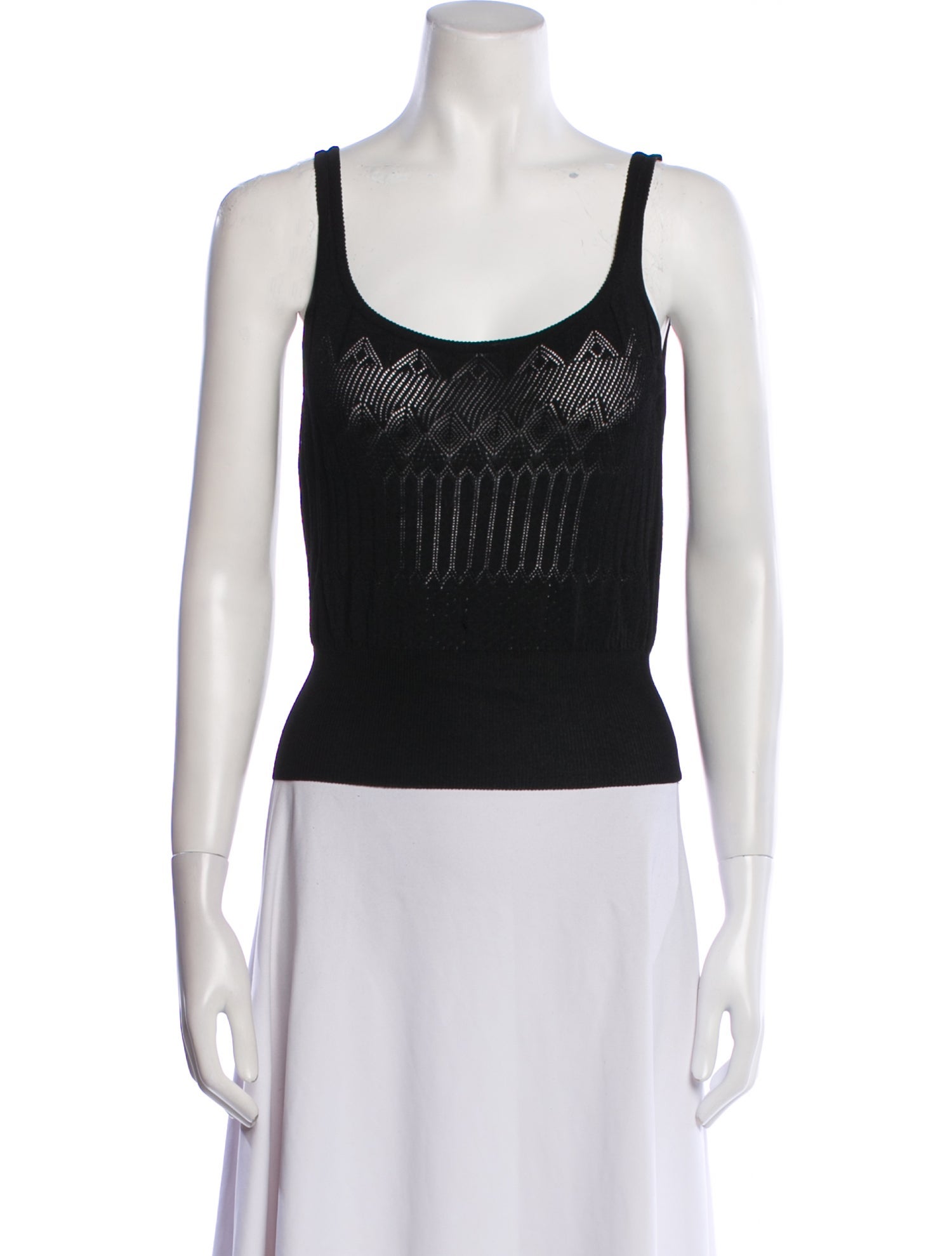 Escada Lace Pattern Scoop Neck Top