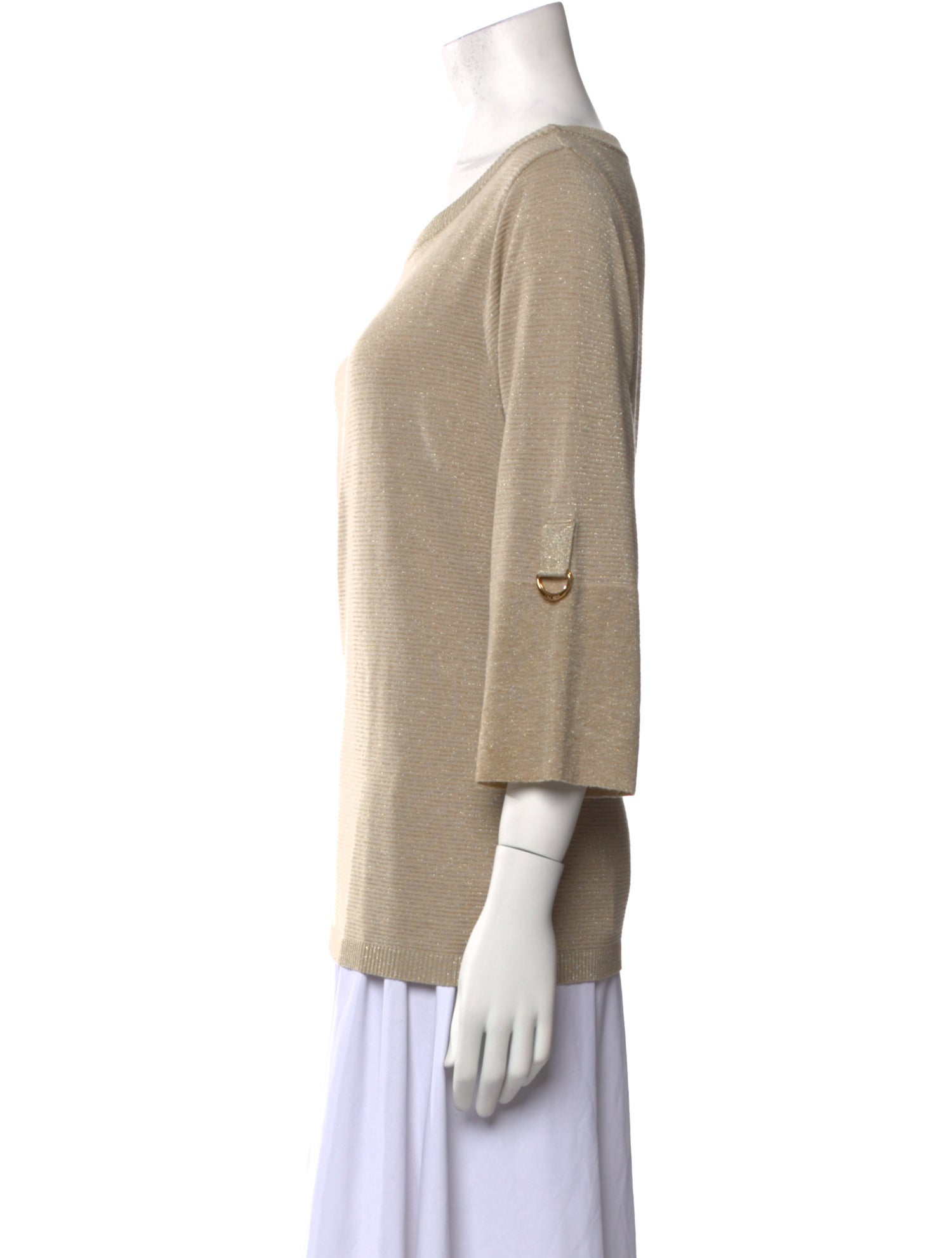 Escada Bateau Neckline Three-Quarter Sleeve Top