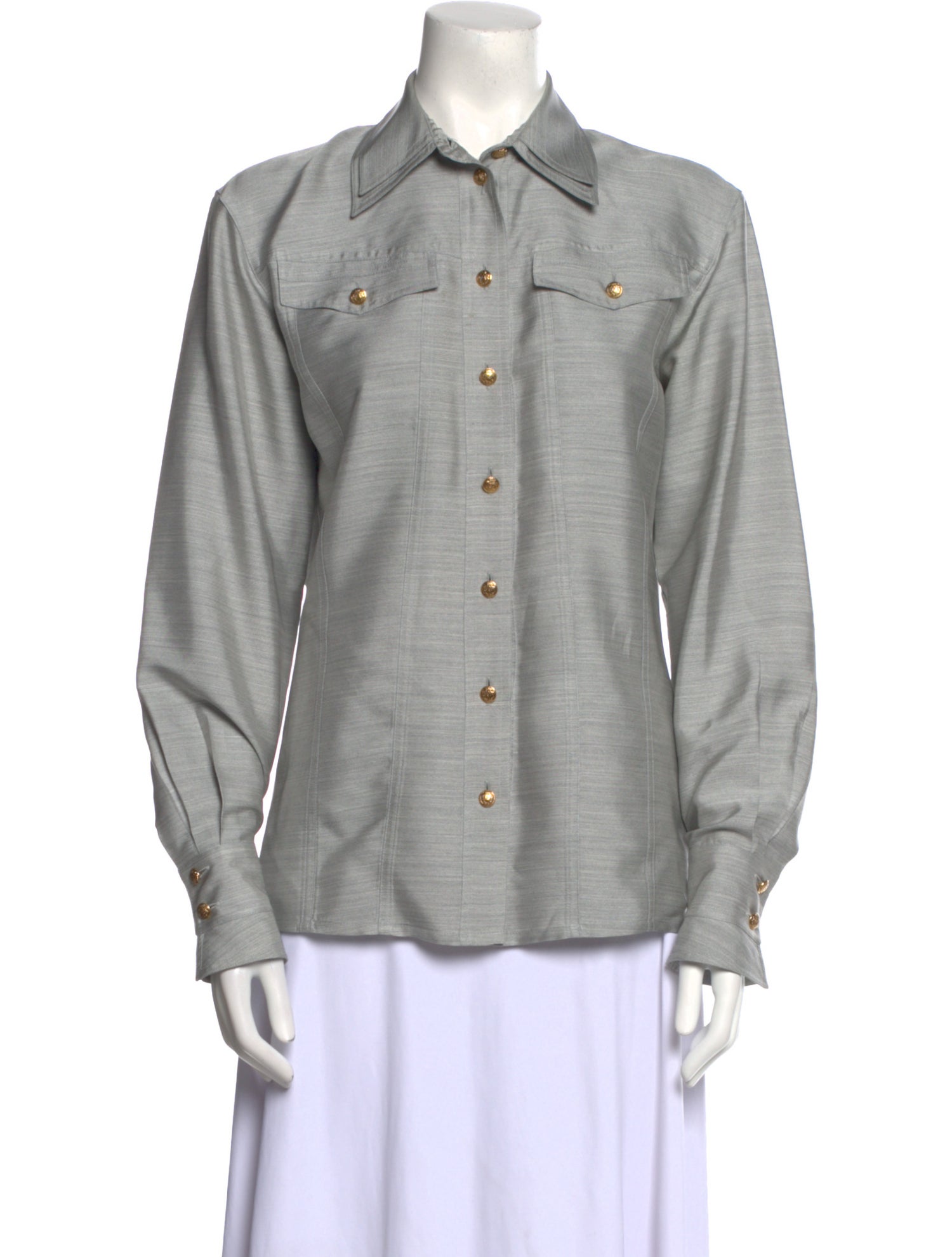 Escada Silk Long Sleeve Button-Up Top