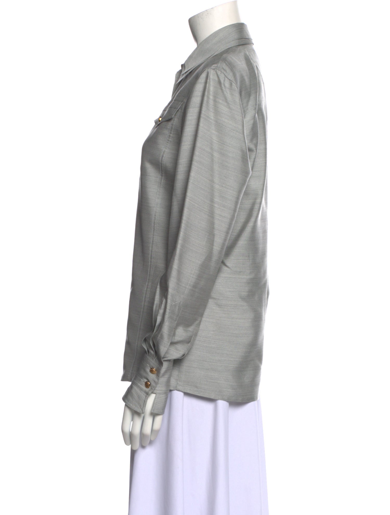 Escada Silk Long Sleeve Button-Up Top