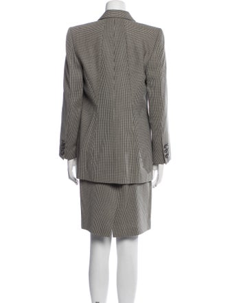Escada Virgin Wool Plaid Print Skirt Suit
