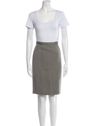 Escada Virgin Wool Plaid Print Skirt Suit