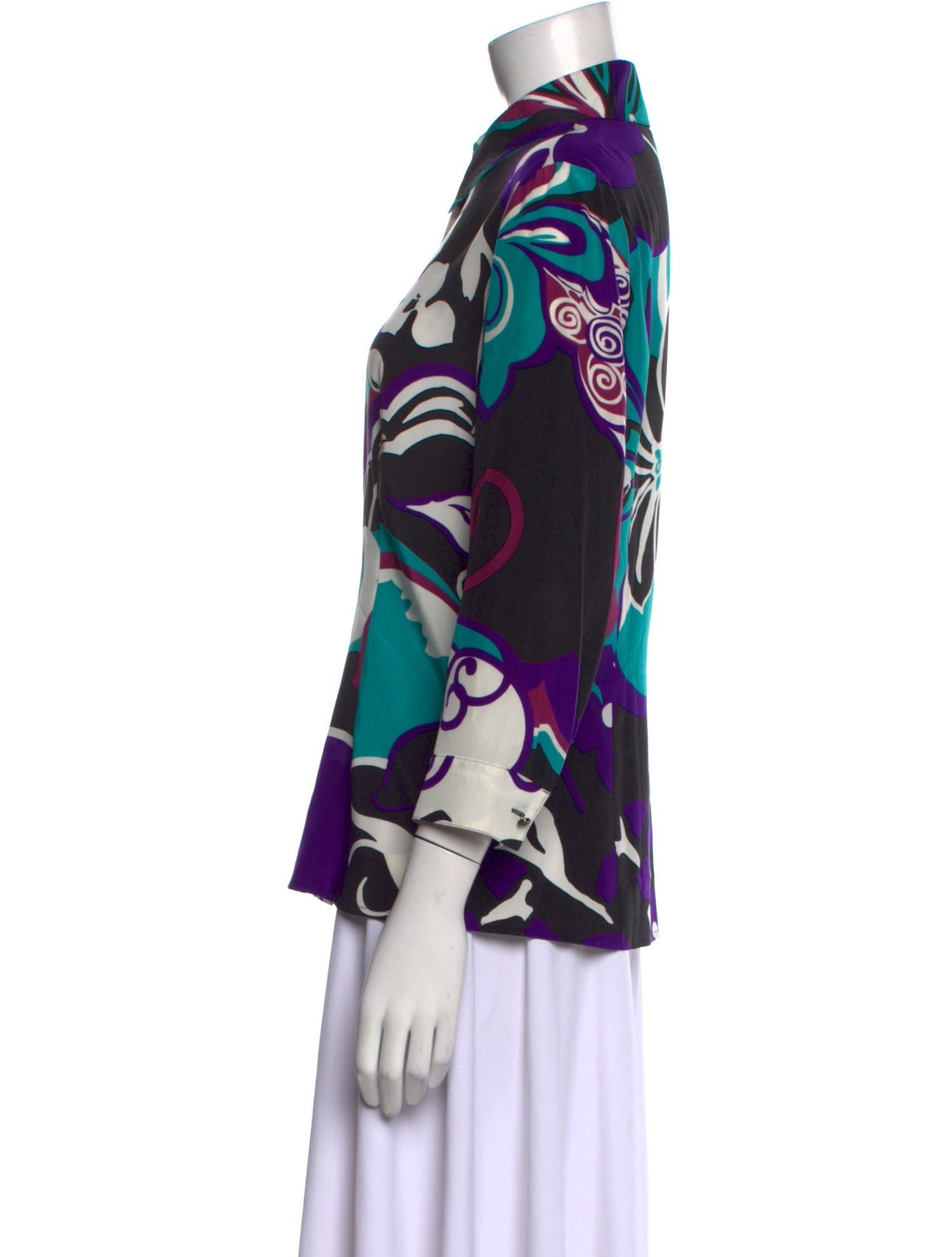 Escada Silk Printed Button-Up Top