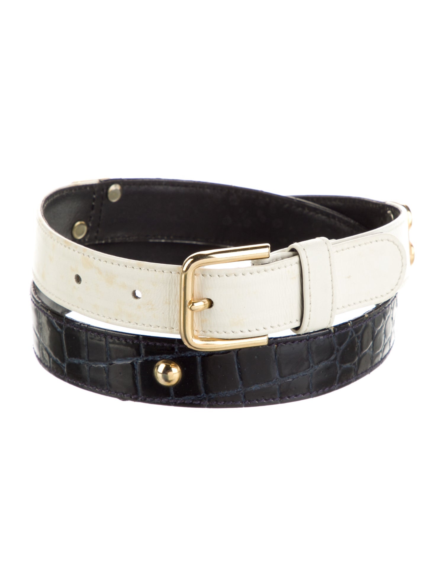 Escada Skinny Embossed Leather Waist Belt