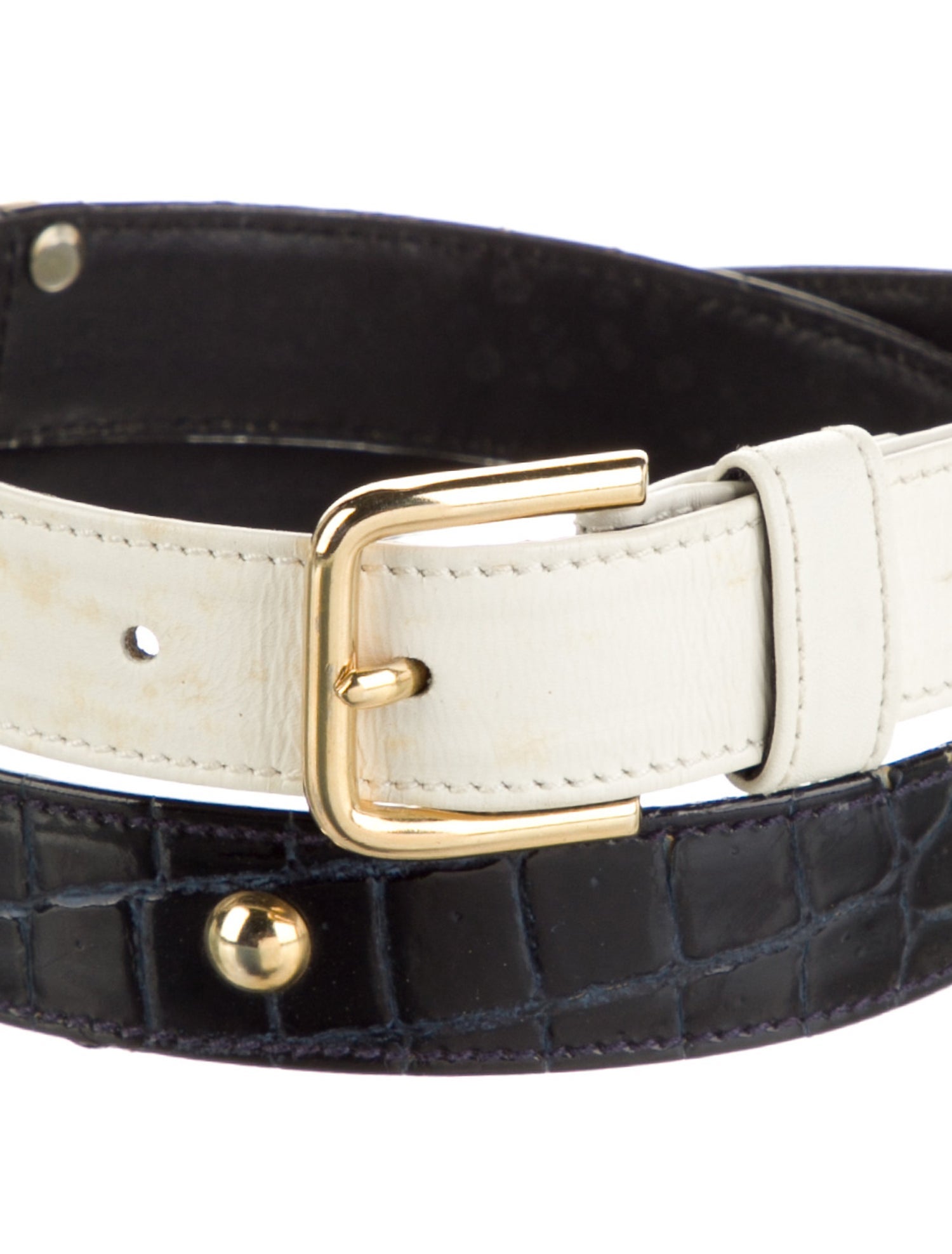 Escada Skinny Embossed Leather Waist Belt