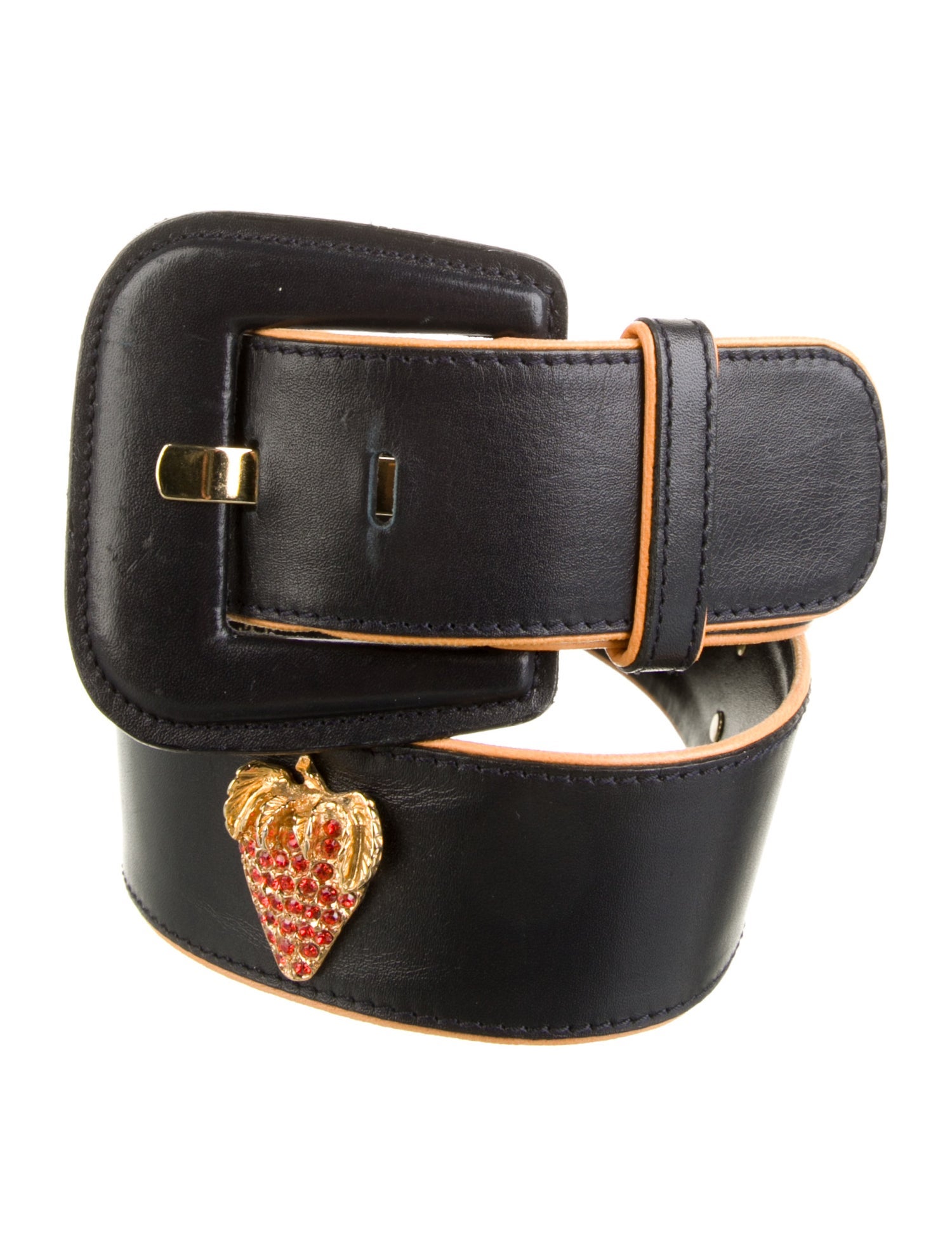 Escada Leather Crystal Embellishments Belt