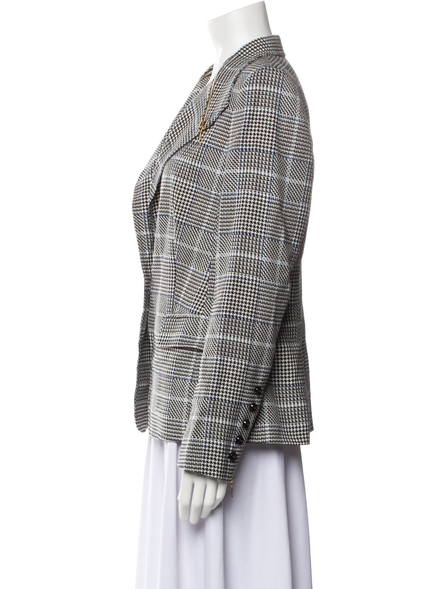 Escada Virgin Wool Houndstooth Print Blazer