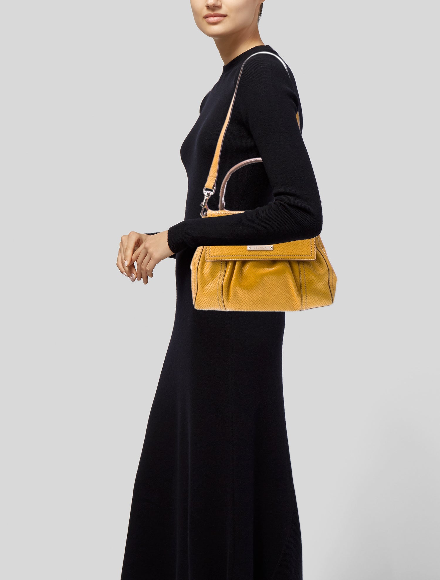 Escada Embossed Leather Top Handle Bag