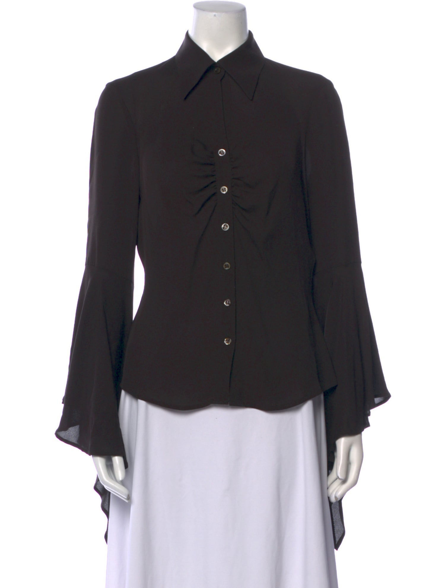 Escada Silk Long Sleeve Button-Up Top