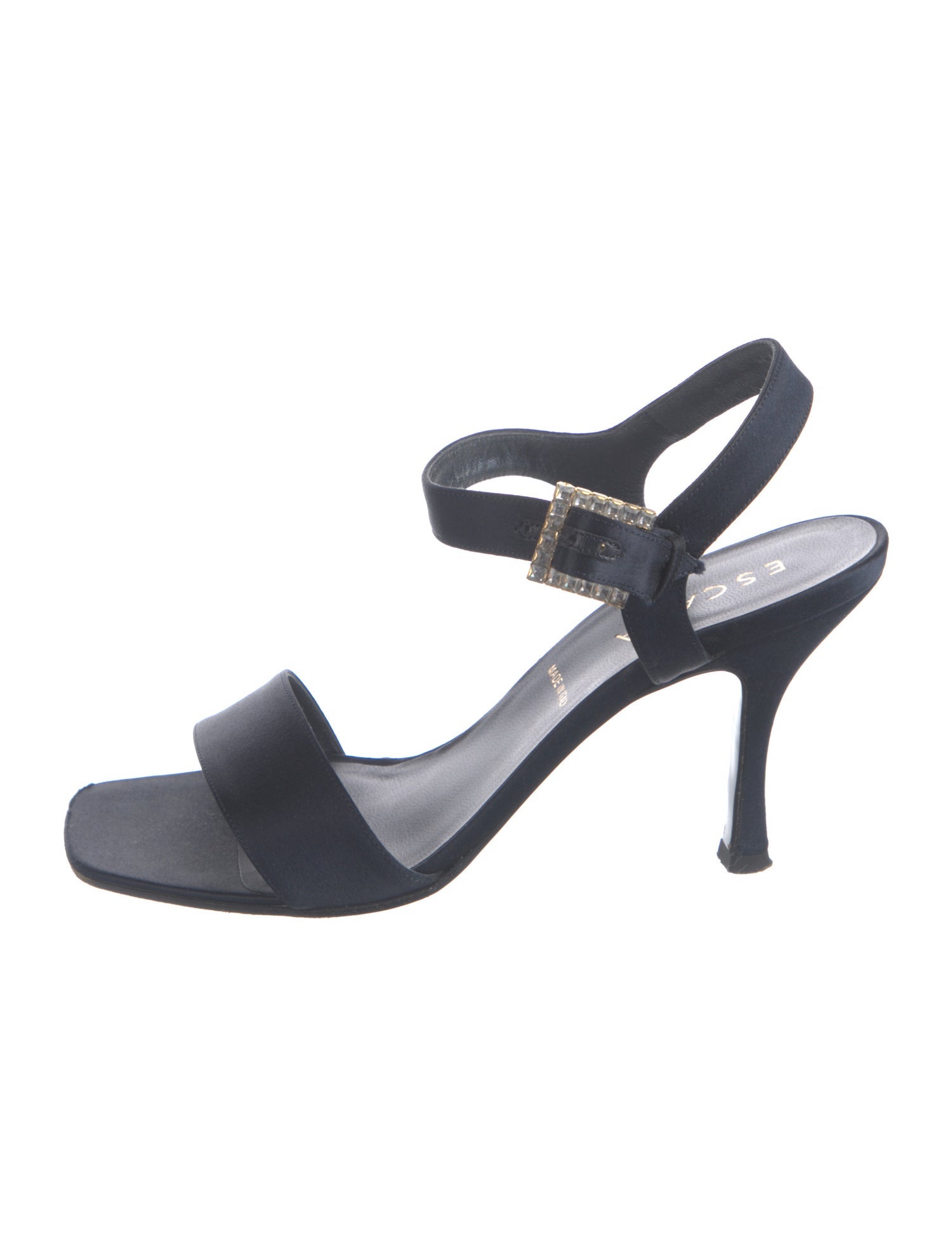 Escada Satin Crystal Embellishments Sandals