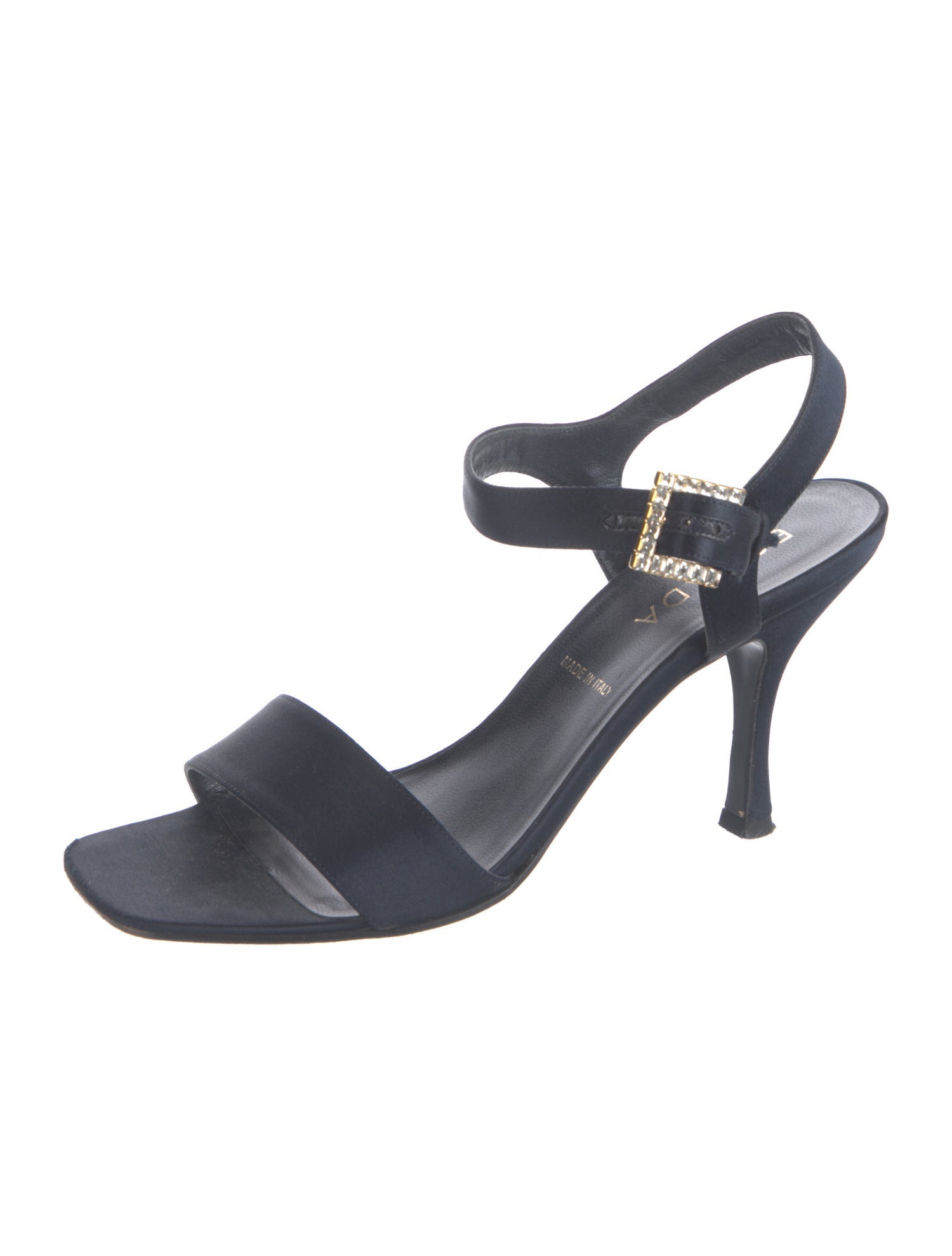 Escada Satin Crystal Embellishments Sandals