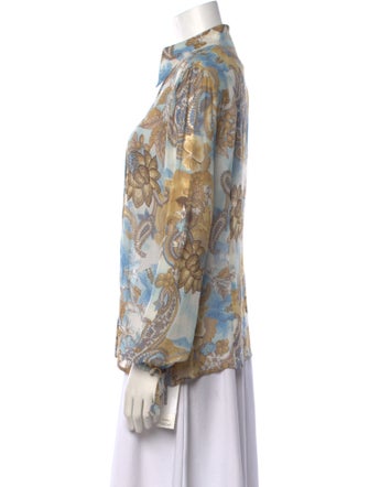 Escada Silk Floral Print Button-Up Top