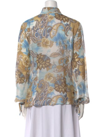 Escada Silk Floral Print Button-Up Top
