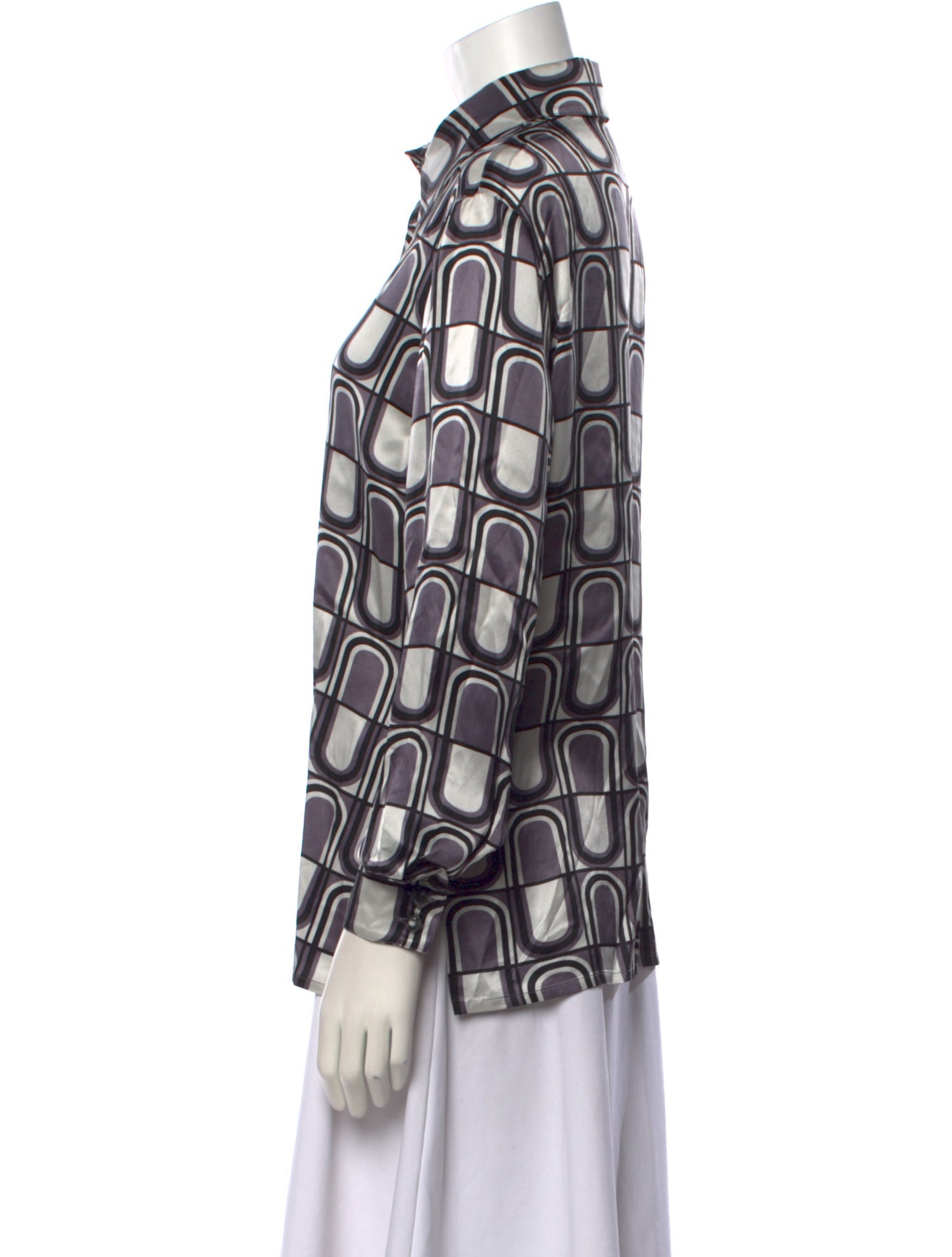 Escada Printed Three-Quarter Sleeve Button-Up Top