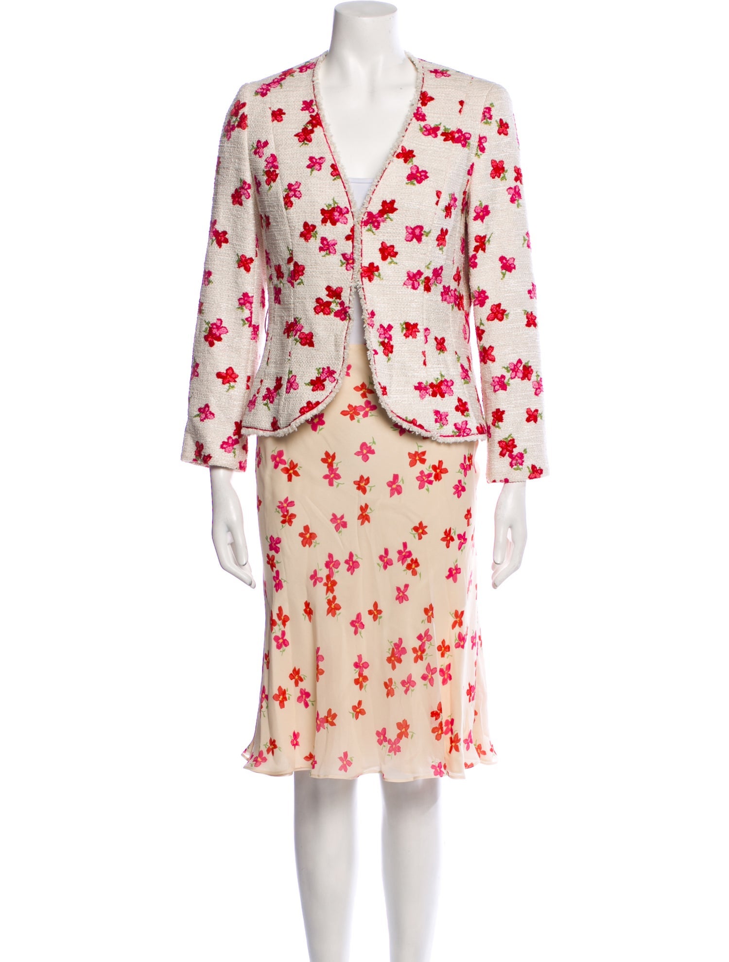 Escada Silk Floral Print Skirt Suit