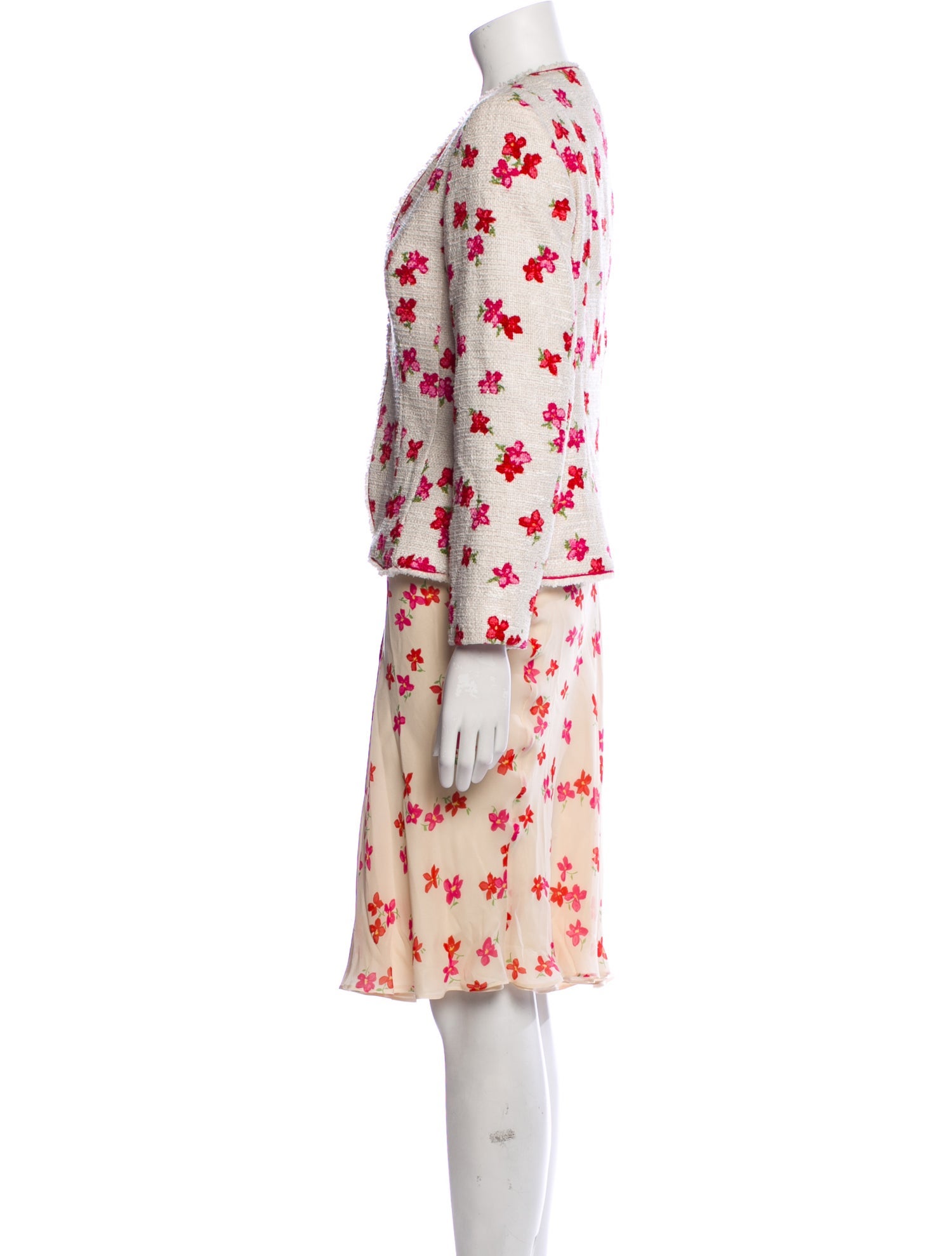 Escada Silk Floral Print Skirt Suit