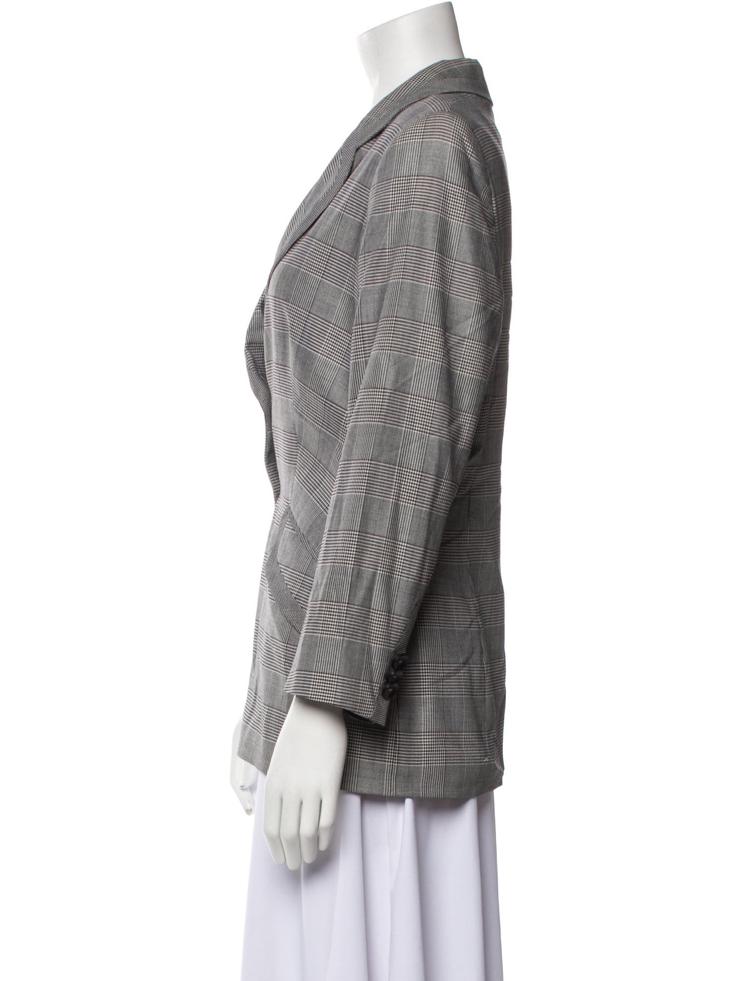 Escada Wool Plaid Print Blazer