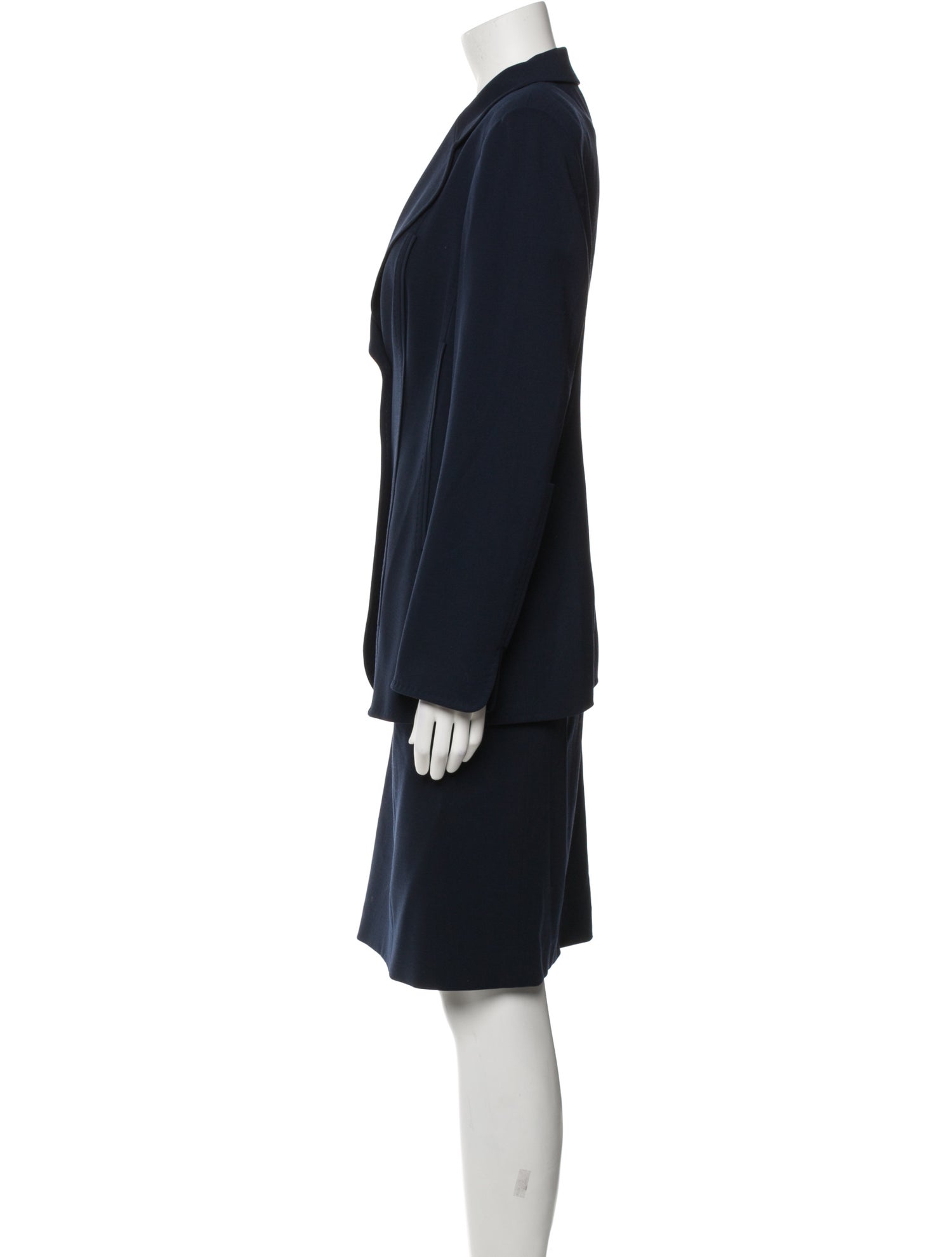 Escada Wool Scalloped Accent Skirt Suit