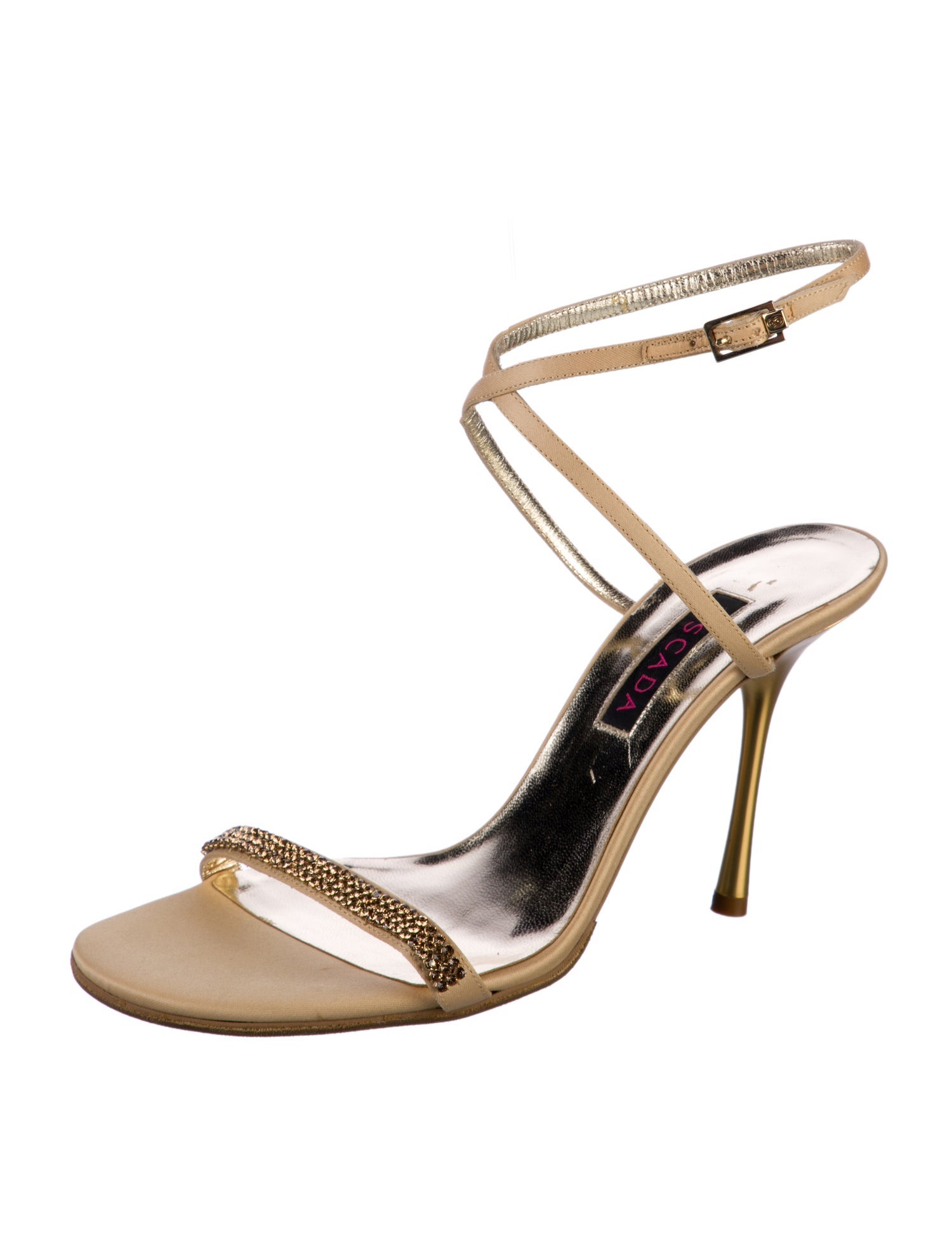 Escada Leather Crystal Embellishments Sandals