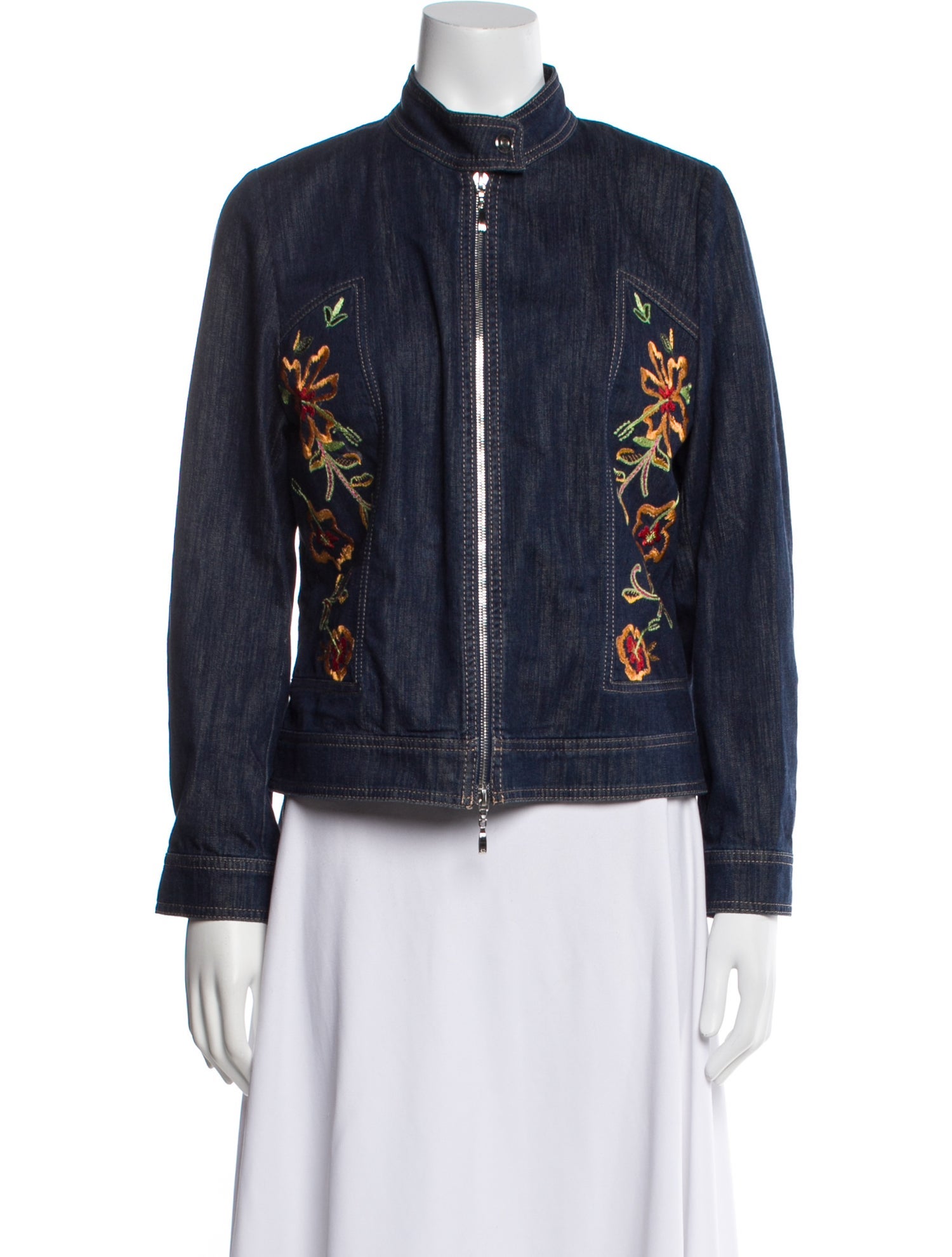 Escada Floral Print Denim Jacket