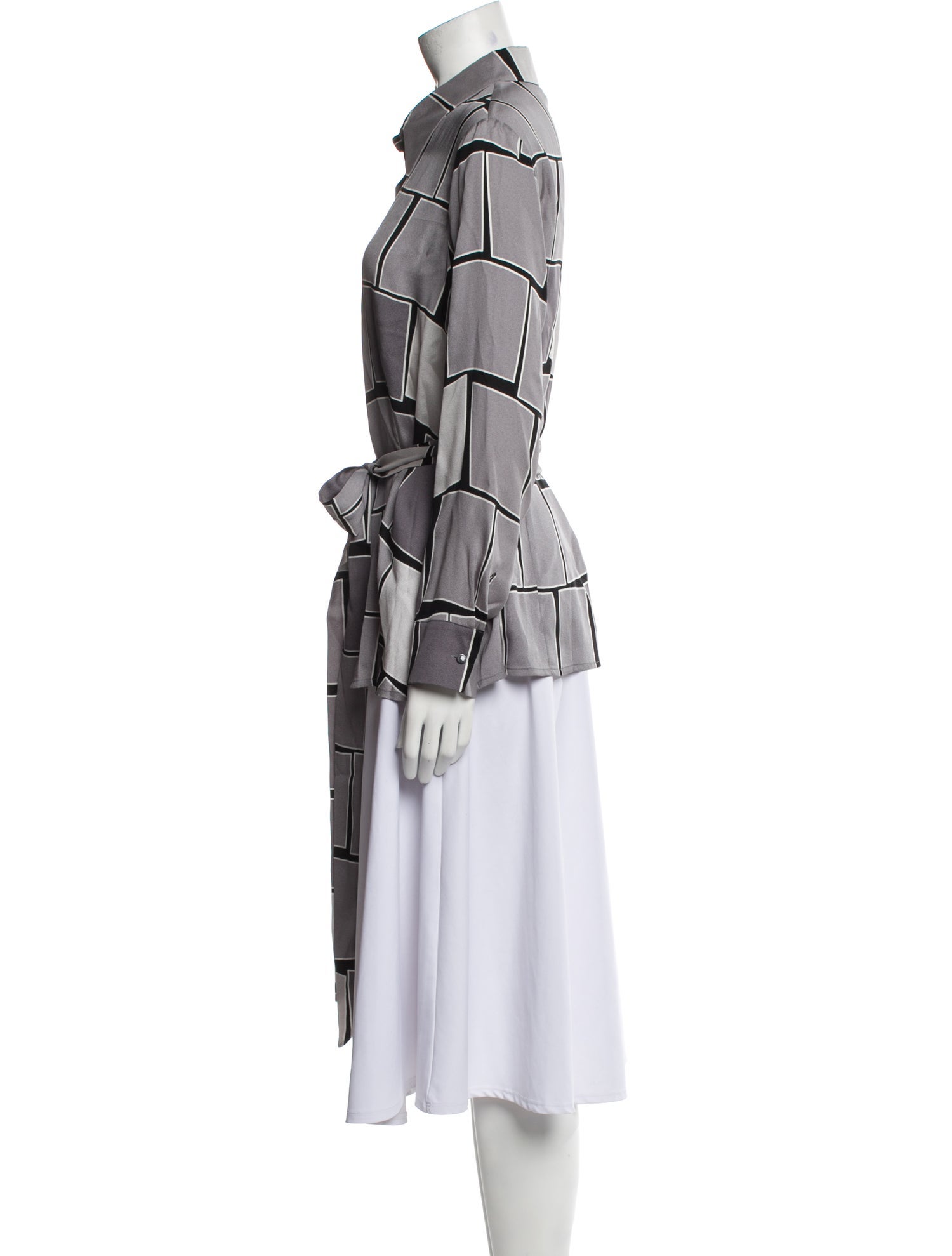 Escada Silk Plaid Print Button-Up Top