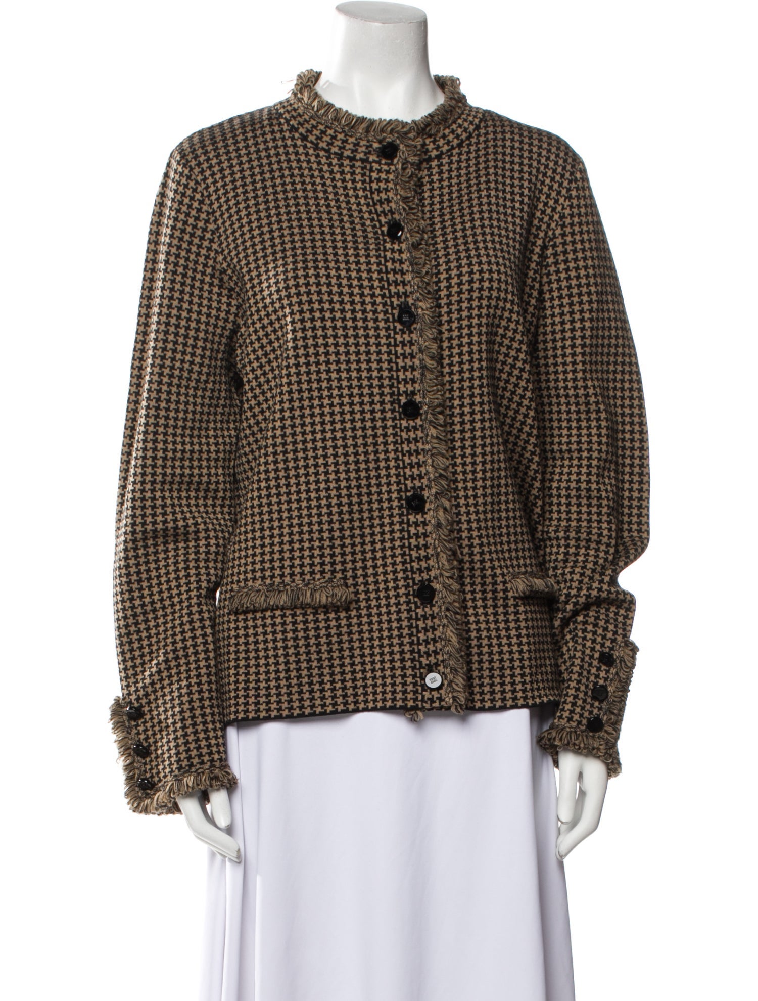 Escada Virgin Wool Houndstooth Print Evening Jacket