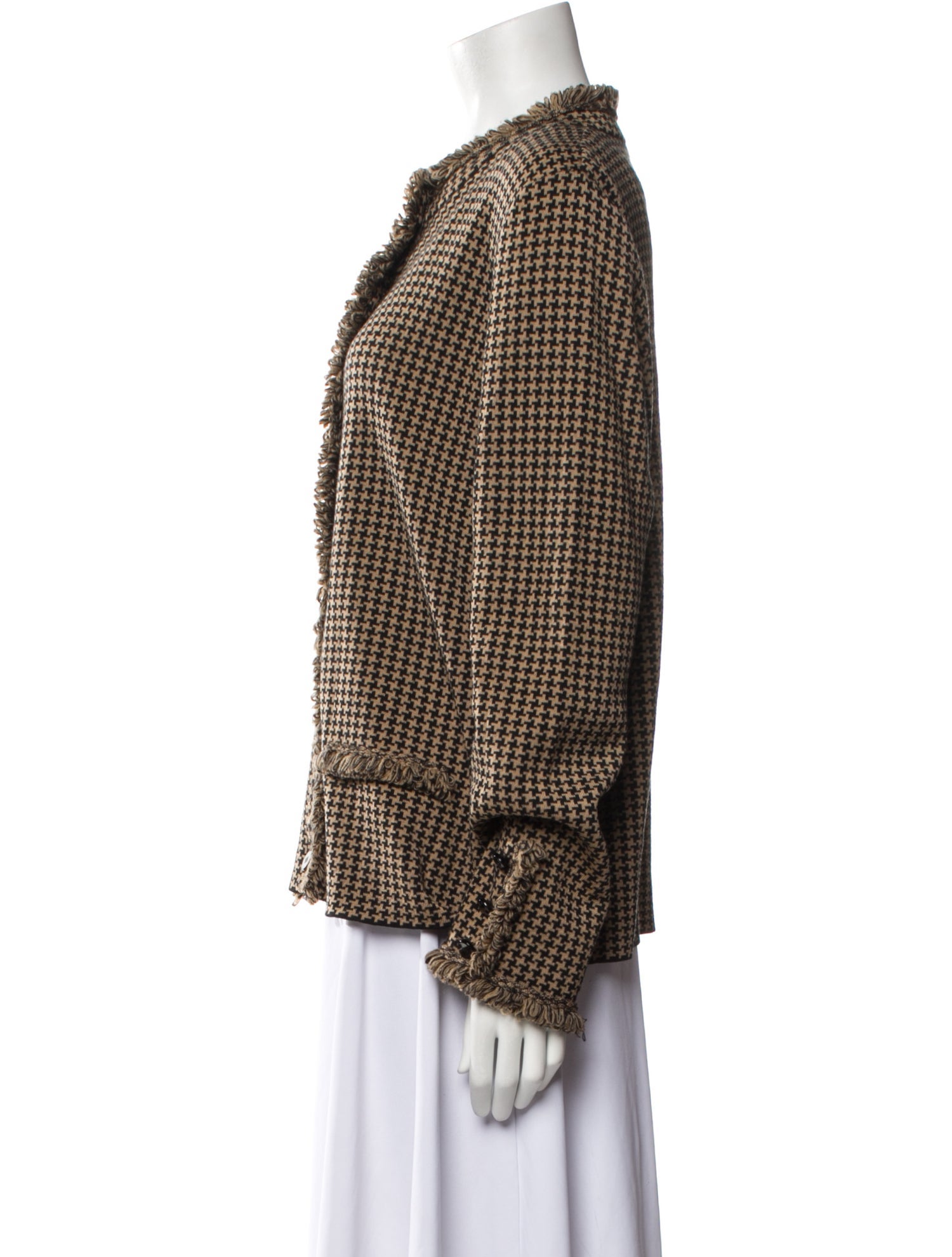 Escada Virgin Wool Houndstooth Print Evening Jacket