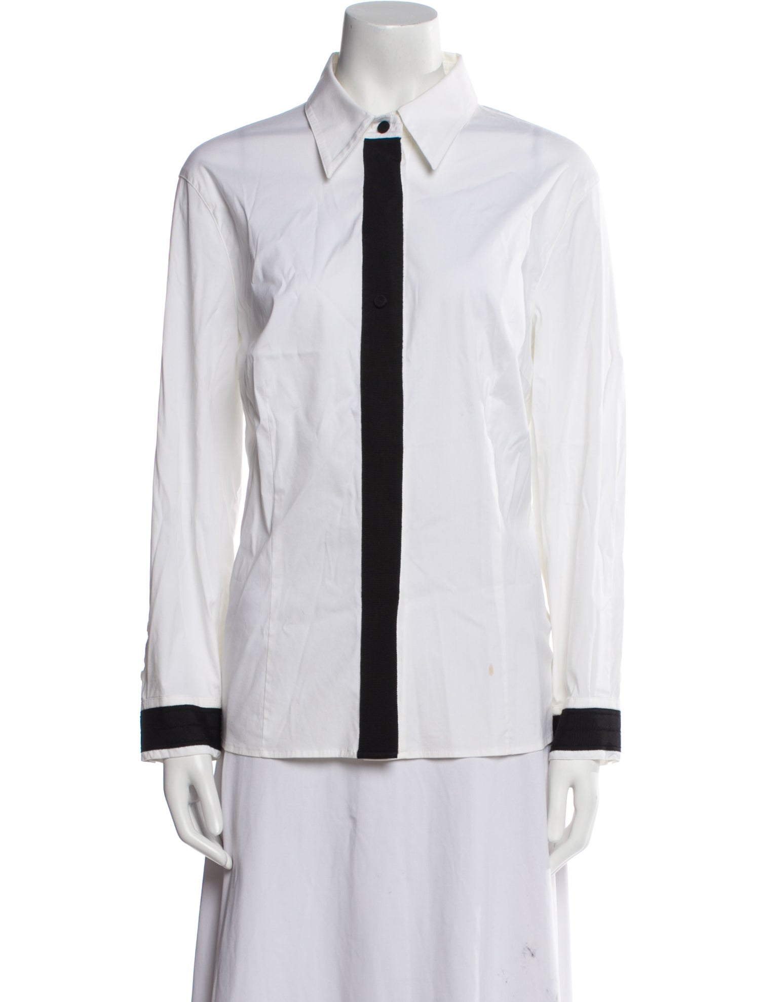 Escada Colorblock Pattern Long Sleeve Button-Up Top