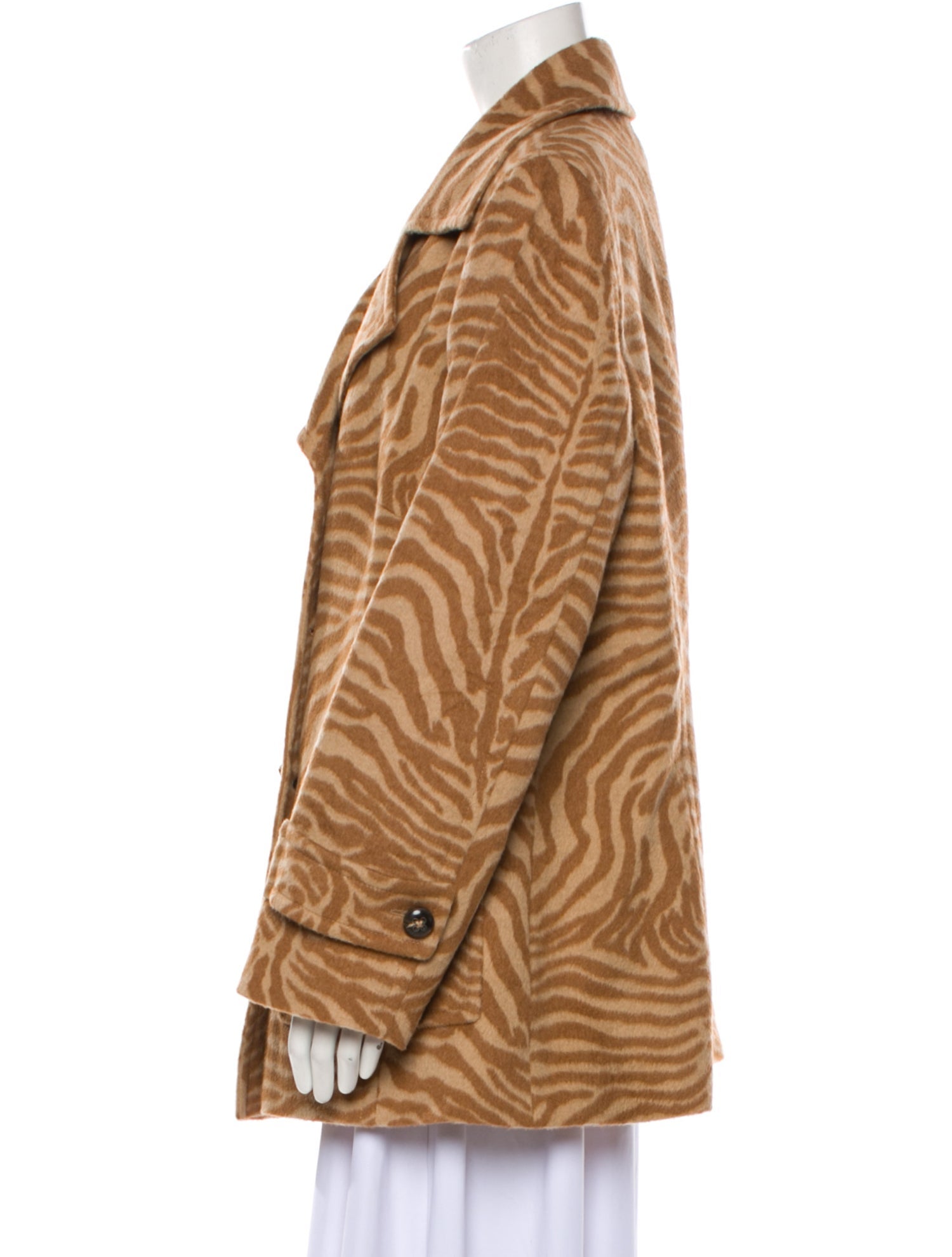 Escada Angora Animal Print Faux Fur Coat