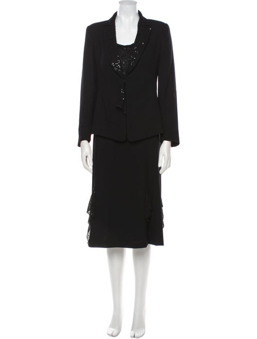 Escada Virgin Wool Sequin Embellishments Skirt Set