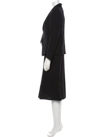 Escada Virgin Wool Sequin Embellishments Skirt Set