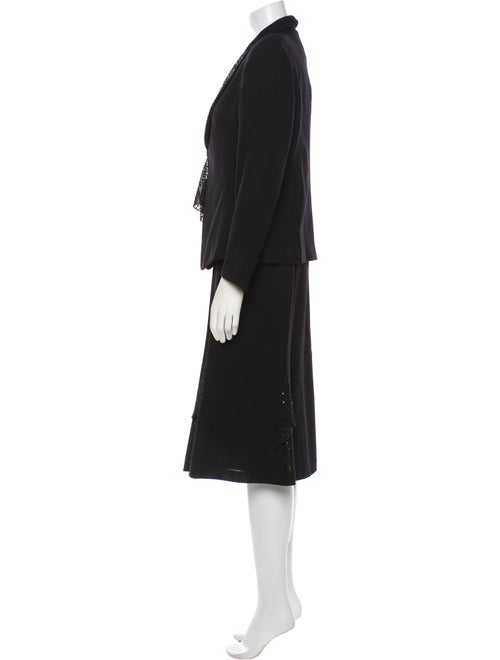 Escada Virgin Wool Sequin Embellishments Skirt Set