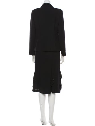 Escada Virgin Wool Sequin Embellishments Skirt Set