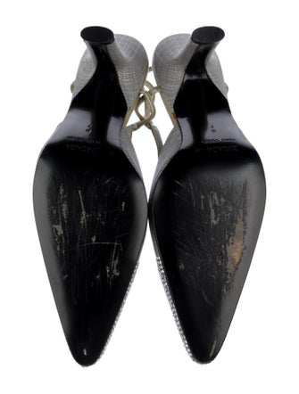 Escada Canvas Crystal Embellishments Slingback Pumps