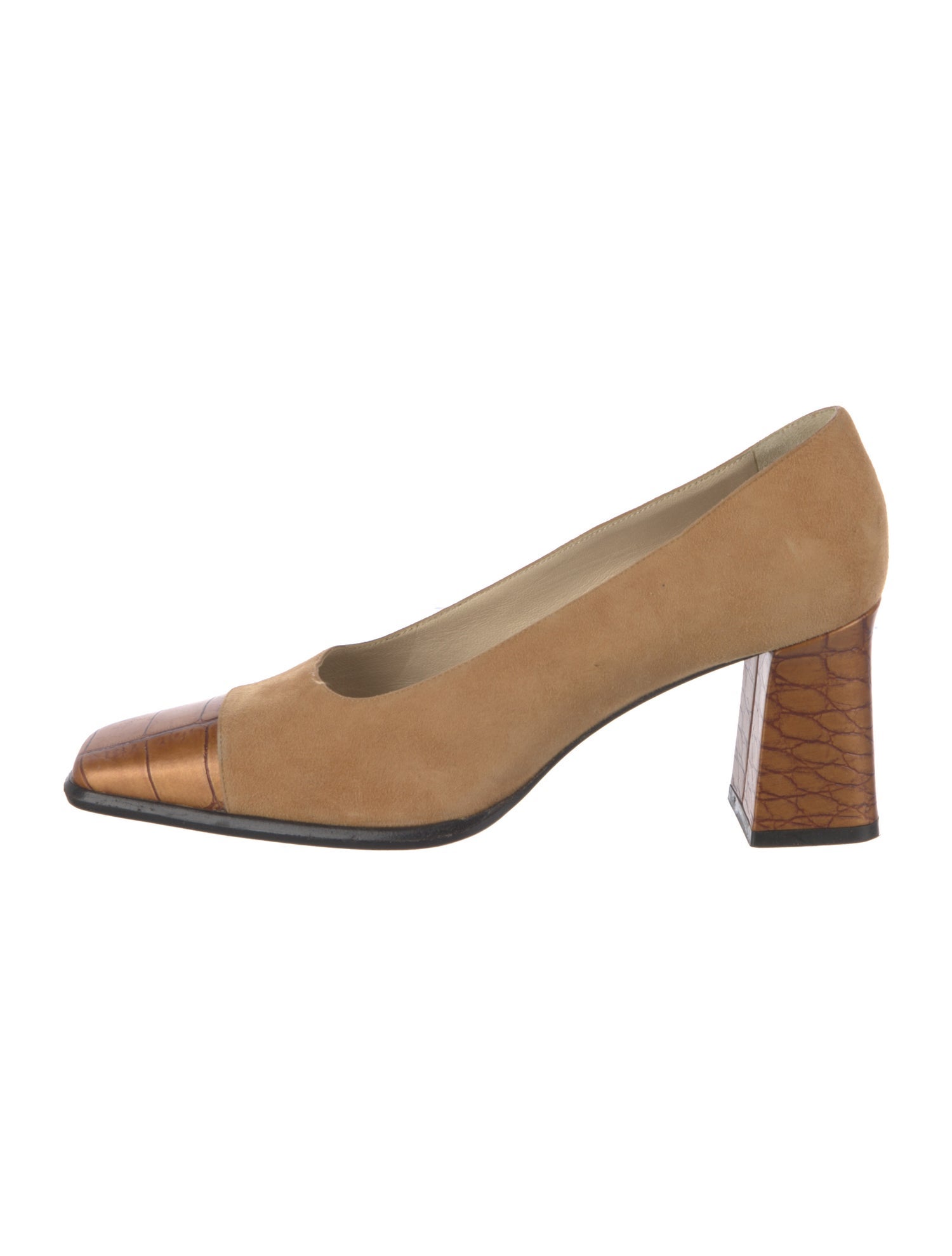 Escada Suede Colorblock Pattern Pumps