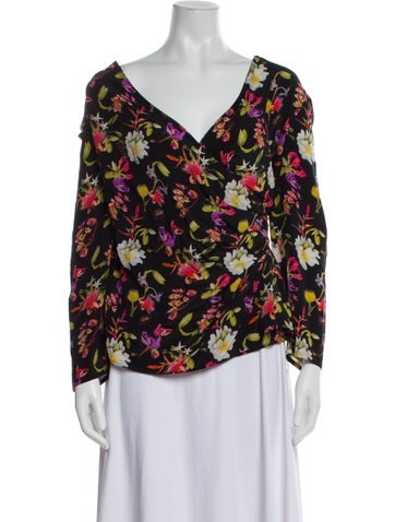Escada Tops Silk Floral Print Blouse XL