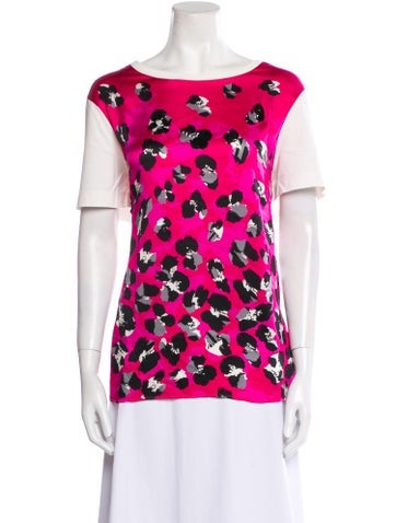 Escada Tops Printed Bateau Neckline T-Shirt XL