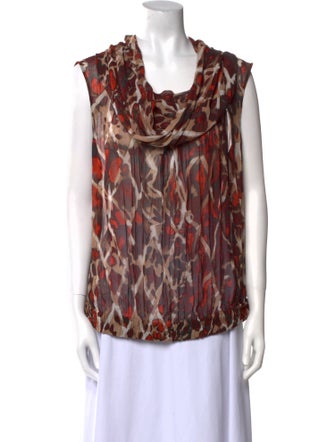 Escada Printed Cowl Neck Blouse