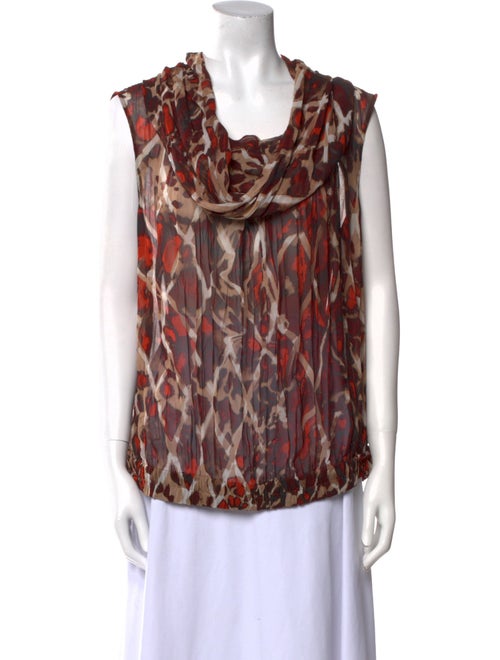 Escada Printed Cowl Neck Blouse