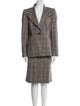 Escada Wool Plaid Print Skirt Suit