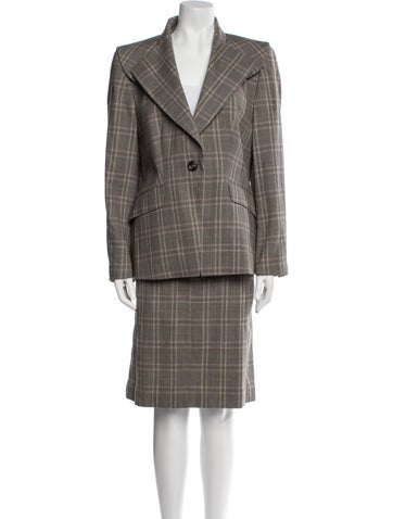 Escada Suits and Sets Wool Plaid Print Skirt Suit Us14, De44 | XL