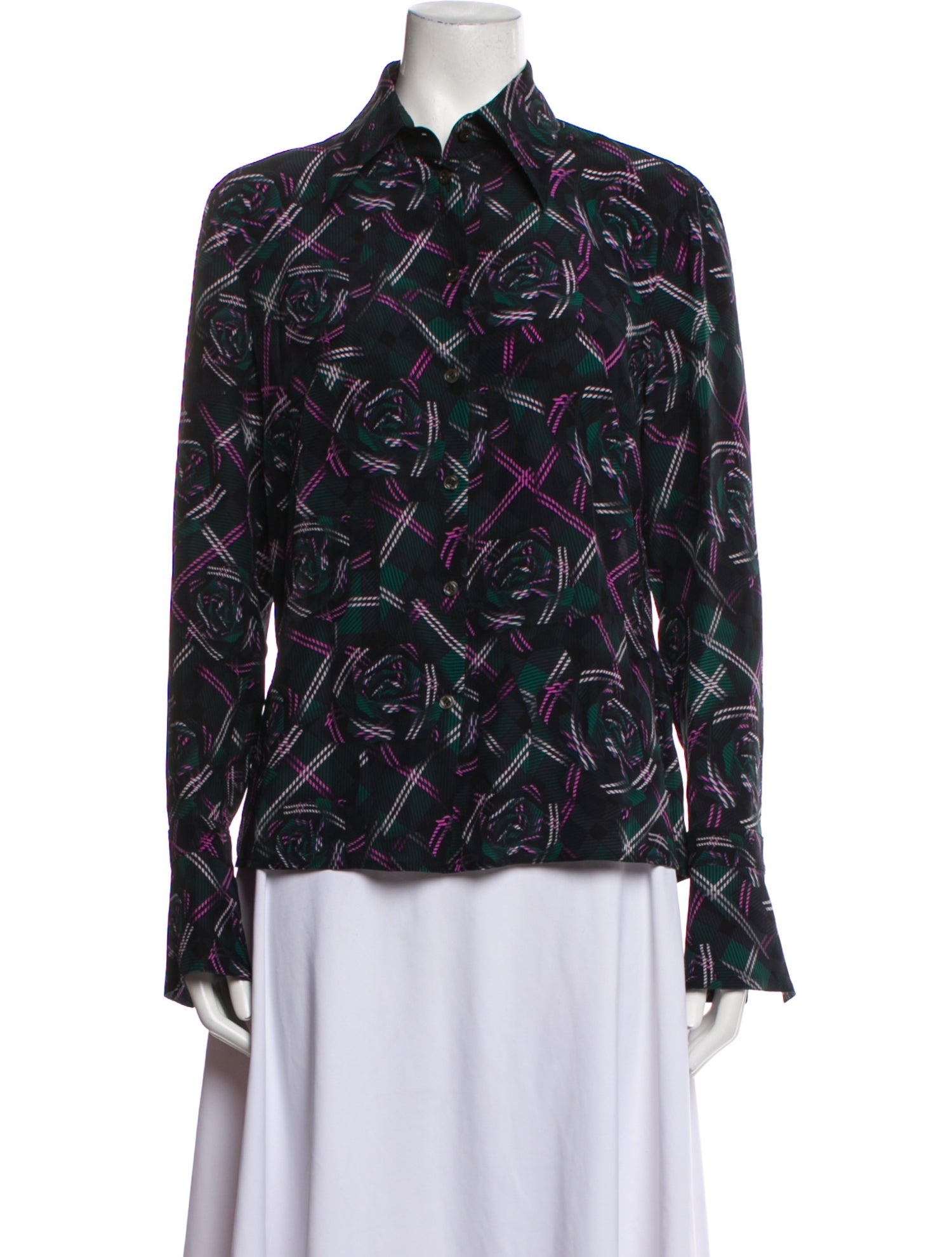 Escada Silk Printed Button-Up Top